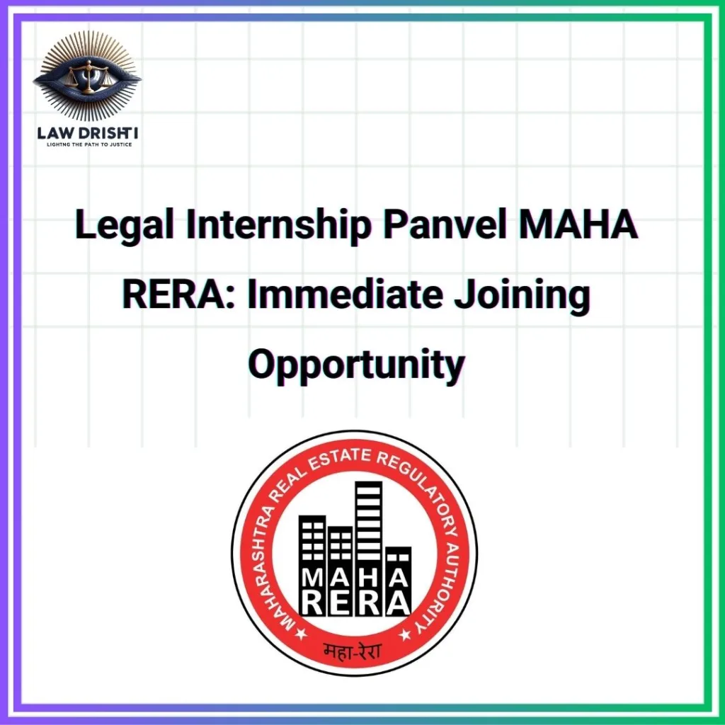 Legal Internship Panvel MAHA RERA: Immediate Joining