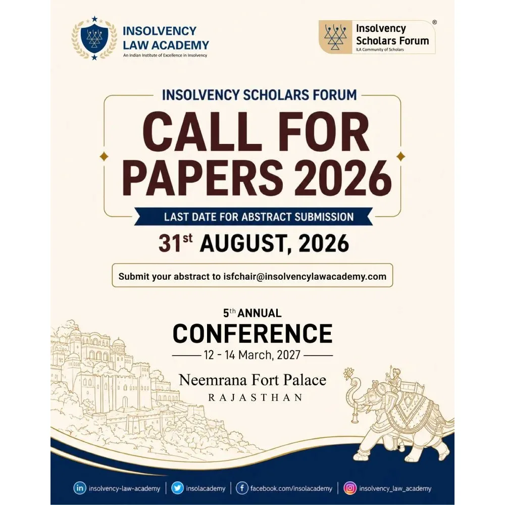 Call for Papers at Insolvency Law Academy, Rajasthan 2027